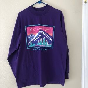Vintage Purple Montana Crewneck Long Sleeve Shirt